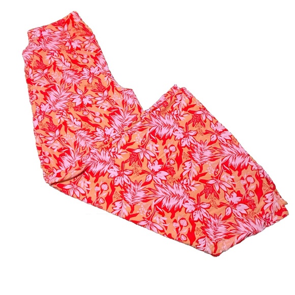Forever 21 Wide Leg Floral Palazzo Pants Vibrant Pink and Orange Sz Large - Picture 2 of 4
